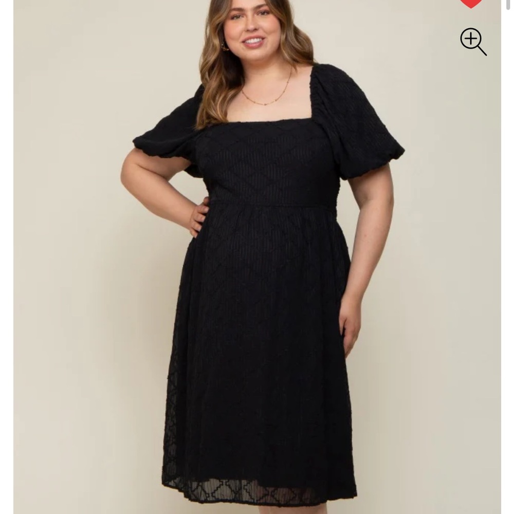 Pinkblush Black Textured Midi Dress